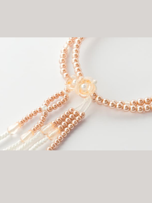 Chapelet Plastique nacré Champagne - Moyen (Fleur & Pompons tréssés)
