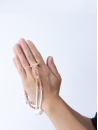 Chapelet Plastique nacré Champagne - Moyen (Fleur & Pompons tréssés)