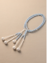 Chapelet Plastique Bleu de Nacre- Grand (Pompons tressés N&B)