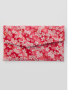 Pochette rose - rouge & fleurs blanches  