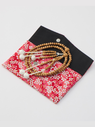 Pochette rose - rouge & fleurs blanches  