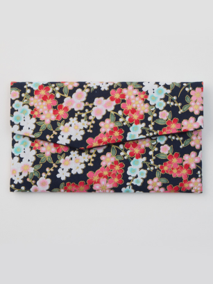 Pochette noire & fleurs de couleurs