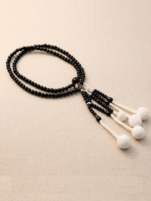 Chapelet Plastique Noir et Sakura - Moyen
