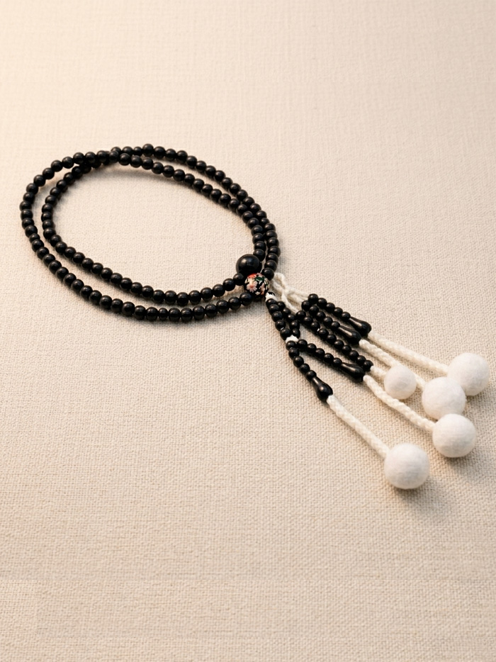 Chapelet Plastique Noir et Sakura - Moyen