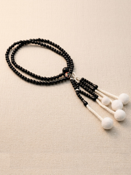 Chapelet Plastique Noir et Sakura - Moyen
