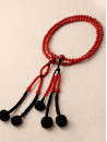 Chapelet Plastique - Rouge Pompons noirs - Grand