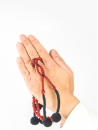Chapelet Plastique - Rouge Pompons noirs - Grand