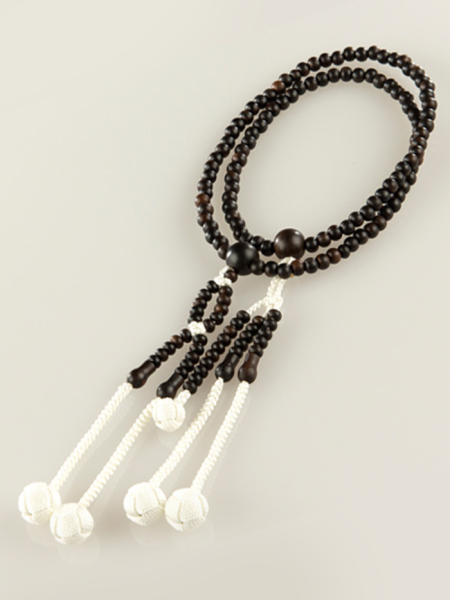 Chapelet Bois d'ébène pompons tressés - Moyen