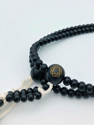 Chapelet Bois d'ébène pompons tréssés - Très Grand A