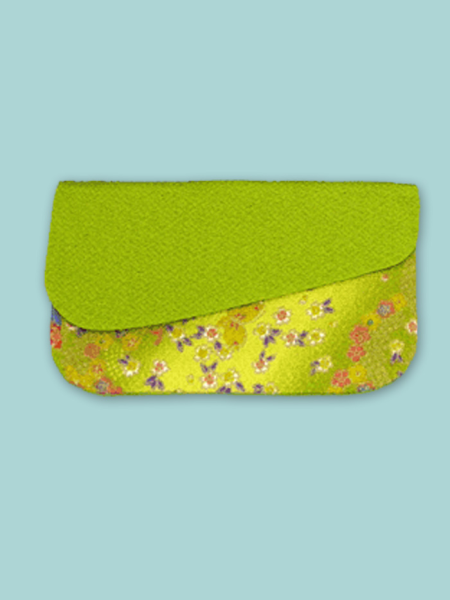 Pochette Chirimen -Vert - Grande taille 