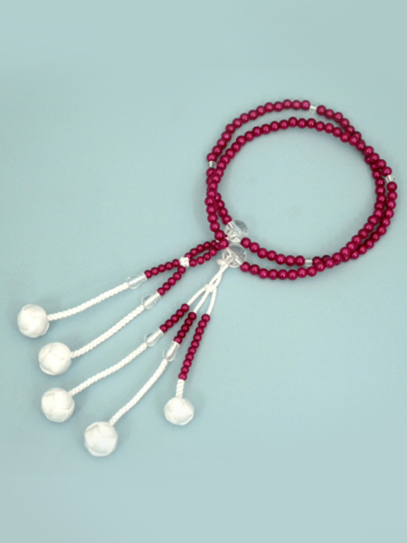 Chapelet Plastique Odamaki - Rouge (Pompons tressés)